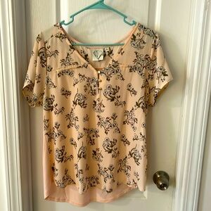 Janetchung pastel pink blouse with flowers